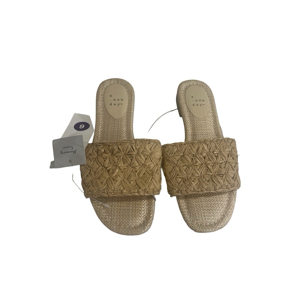 A‎ New Day Women's Ariella Woven Raffia Slide Sandals Size 6 NWT